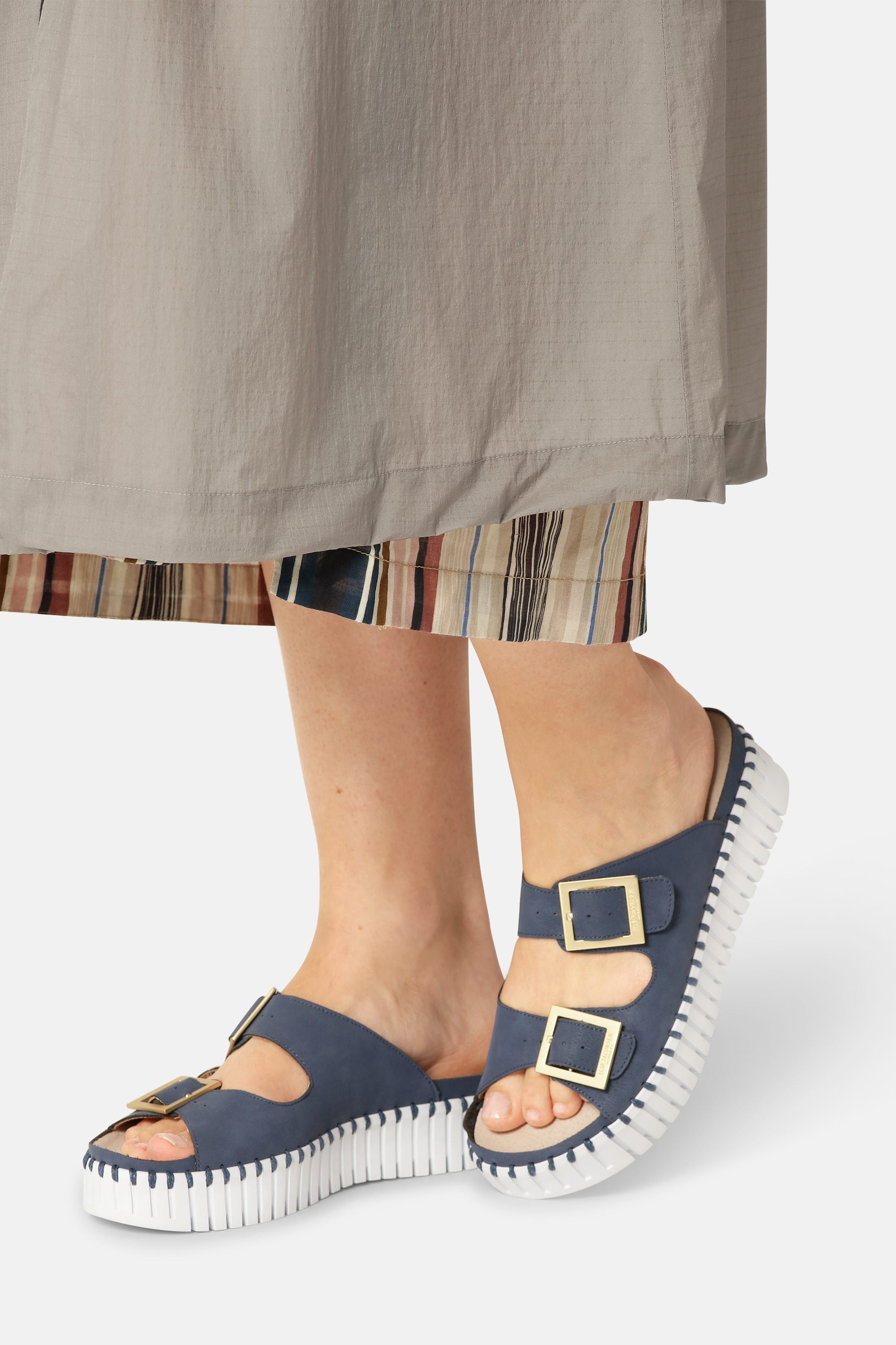 Plateausandalen Schnalle - Blue Greyness White